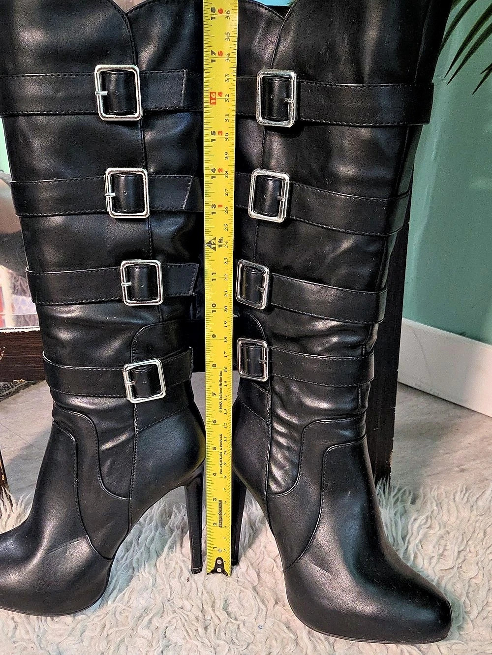 JustFab Black Buckle Over-the-Knee Boots